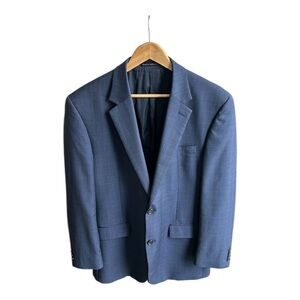 Michael Kors Wool Single Breast Two Button Blue Blazer Light Plaid Men size 44R